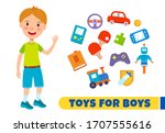 vector boy with colorful toys... | Shutterstock .eps vector #1707555616