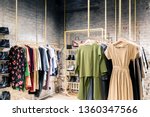 Fashion stylish luxury clothes display. Image and stylish services, selection of colors, types. Capsule spring wardrobe