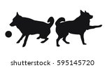 two simple vectors of black dog ... | Shutterstock .eps vector #595145720