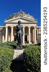 Small photo of October 13, 2023. Statue of Mihai Eminescu, in front of the Romanian Athenaeum. He was a Romanian Romantic poet from Moldavia, novelist, and journalist, the most famous and influential Romanian poet.