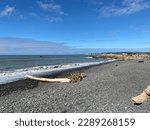 Small photo of Autumnal beach scene taken from Clive looking across to Cape Kidnappers, Hawkes Bay New Zealand