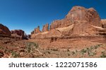 Court House towers, Arches National Park is a national park in eastern Utah, United States.  4 miles (6 km) north of Moab, Utah. More than 2,000 natural sandstone arches are located in the park,

