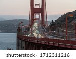 Golden Gate Bridge View Of Traffic From Vista Point In San Francisco.