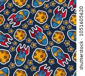 kids seamless pattern   space ... | Shutterstock .eps vector #1051605620