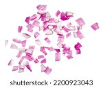 Red onion slices isolated on a white background.