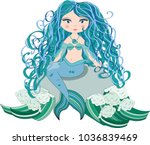a beautiful little mermaid is... | Shutterstock .eps vector #1036839469