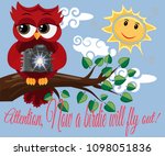 beautiful owl tourist sits on a ... | Shutterstock .eps vector #1098051836