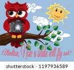 beautiful owl tourist sits on a ... | Shutterstock . vector #1197936589