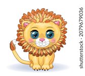 cartoon lion with expressive...