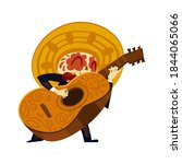 mexican musician skeleton in... | Shutterstock .eps vector #1844065066