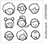 hand drawn faces. vector eps10... | Shutterstock .eps vector #195093989