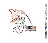 rooster logo line art vector... | Shutterstock .eps vector #613343810