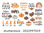 fall vector set  autumn quote... | Shutterstock .eps vector #2022997019