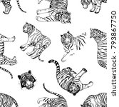 seamless pattern of hand drawn... | Shutterstock .eps vector #793867750