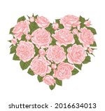 heart shaped bouquet of roses.... | Shutterstock .eps vector #2016634013