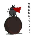  Cartoon Dung Beetle  Red Cape  ...