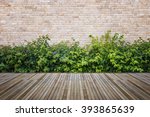 Old hardwood decking or flooring and plant in garden decorative