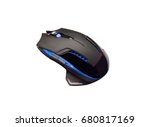High quality professional blue light laser mouse for gamers or graphics isolated on white background.
