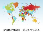 color world map  | Shutterstock .eps vector #1105798616