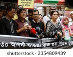 Small photo of Dhaka, Bangladesh - August 30, 2023: The International Day of Disappearances, the families of the victims of disappearance in 1977 made a human chain in memory of the victims of disappearance in Dhaka