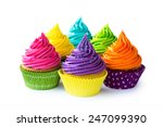 Colorful Cupcakes Against A...
