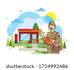 illustration of postman... | Shutterstock .eps vector #1724992486