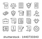 Legal documents icon. Law and justice line icon set.
