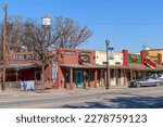 Small photo of Kyle, Texas - January 31, 2020: Downtown Kyle, Texas featuring Milt's Pit BBQ and the Texas Pie Company
