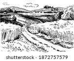 green grass field on small... | Shutterstock .eps vector #1872757579