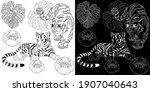 art therapy coloring page.... | Shutterstock .eps vector #1907040643
