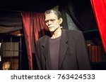Small photo of LOS ANGELES, USA - AUGUST 25, 2017: Frankenstein's monster in Hollywood Wax Museum. The fictional character first appeared in Mary Shelley's novel in 1818. Editorial.