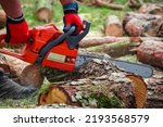 Close Up Of Woodcutter In Red...