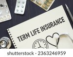 Term life insurance is shown using a text