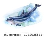 Dolphin With Abstract Ocean ...