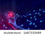 hand with ai data connect to social network for cloud storage technology digital and internet of things business concept, system security online server