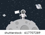 flat design  astronaut stand on ... | Shutterstock .eps vector #617707289