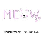 cat head   cute vector  meow  | Shutterstock .eps vector #703404166