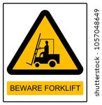 warning sign beware forklift | Shutterstock . vector #1057048649