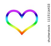 Rainbow Outline Heart  Vector...