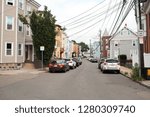 Small photo of BOSTON, MASSACHUSETTS, USA - OCTOBER 14, 2018: Walking through residential neighborhoods in South Boston where real estate prices are skyrocketing.