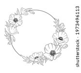 poppy round wreath in botanical ... | Shutterstock .eps vector #1973496113