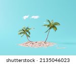 Coconut Trees With Beach Sand...