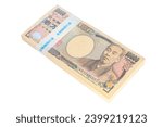 Small photo of Pile of 10 thousand yen bills, 1 million yen, Japanese money or currency, Editable cutout