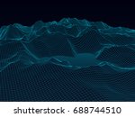 abstract wireframe landscape... | Shutterstock .eps vector #688744510