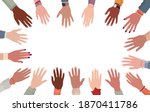 group raised human arms and... | Shutterstock . vector #1870411786