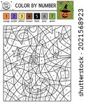 vector halloween color by... | Shutterstock .eps vector #2021568923