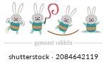 vector set with gymnast rabbits ... | Shutterstock .eps vector #2084642119