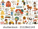 big vector farm set. rural... | Shutterstock .eps vector #2112861143