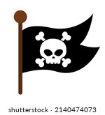 Pirate Flag Icon. Raider Ship...