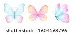 Set Of Watercolor Butterflies...